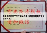 湖南省武冈市中专毕业证样本（武冈市职业中专毕业证样本）