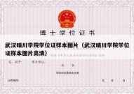 武汉晴川学院学位证样本图片（武汉晴川学院学位证样本图片高清）