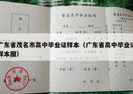 广东省茂名市高中毕业证样本（广东省高中毕业证样本图）