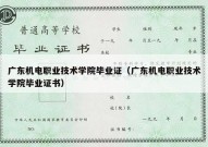 广东机电职业技术学院毕业证（广东机电职业技术学院毕业证书）