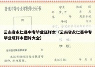 云南省永仁县中专毕业证样本（云南省永仁县中专毕业证样本图片大全）
