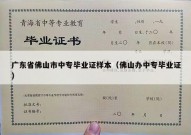 广东省佛山市中专毕业证样本（佛山办中专毕业证）