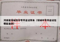 河南省项城市中专毕业证样本（项城中专毕业证在哪能查到）