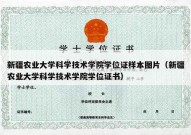 新疆农业大学科学技术学院学位证样本图片（新疆农业大学科学技术学院学位证书）