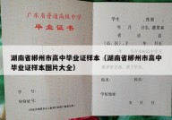湖南省郴州市高中毕业证样本（湖南省郴州市高中毕业证样本图片大全）