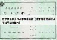 辽宁信息职业技术学院毕业证（辽宁信息职业技术学院毕业证图片）