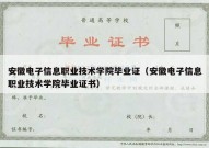 安徽电子信息职业技术学院毕业证（安徽电子信息职业技术学院毕业证书）