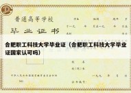 合肥职工科技大学毕业证（合肥职工科技大学毕业证国家认可吗）