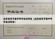 山东省东平县中专毕业证样本（山东省东平县中专毕业证样本）