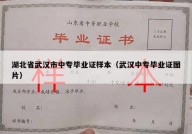 湖北省武汉市中专毕业证样本（武汉中专毕业证图片）