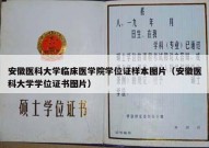安徽医科大学临床医学院学位证样本图片（安徽医科大学学位证书图片）
