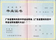 广东省雷州市高中毕业证样本（广东省雷州市高中毕业证样本图片大全）