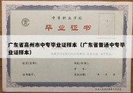 广东省高州市中专毕业证样本（广东省普通中专毕业证样本）