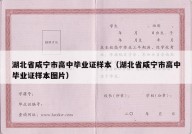 湖北省咸宁市高中毕业证样本（湖北省咸宁市高中毕业证样本图片）