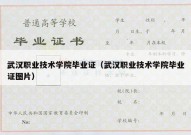 武汉职业技术学院毕业证（武汉职业技术学院毕业证图片）