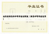 山东省青岛市中专毕业证样本（青岛中专毕业证书）