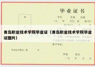青岛职业技术学院毕业证（青岛职业技术学院毕业证图片）