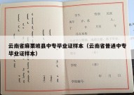 云南省麻栗坡县中专毕业证样本（云南省普通中专毕业证样本）