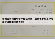 贵州省罗甸县中专毕业证样本（贵州省罗甸县中专毕业证样本图片大全）