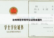 沧州师范学院学位证样本图片