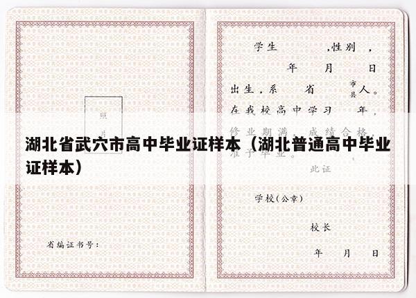 湖北省武穴市高中毕业证样本（湖北普通高中毕业证样本）