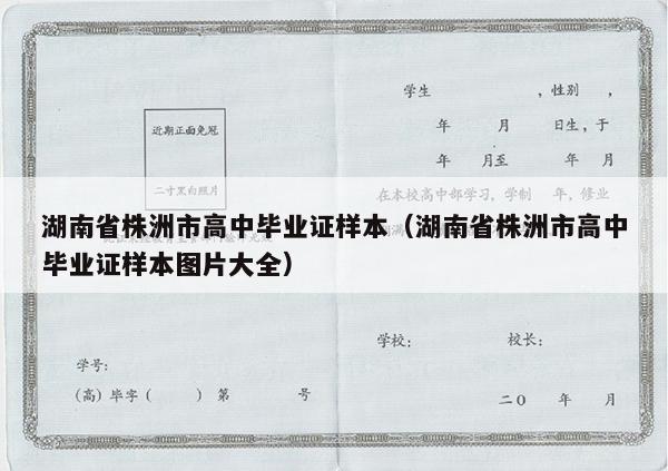 湖南省株洲市高中毕业证样本（湖南省株洲市高中毕业证样本图片大全）