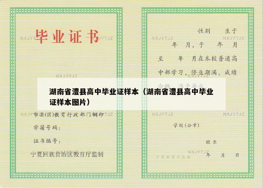 湖南省澧县高中毕业证样本（湖南省澧县高中毕业证样本图片）