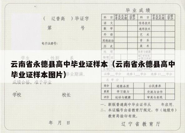 云南省永德县高中毕业证样本（云南省永德县高中毕业证样本图片）
