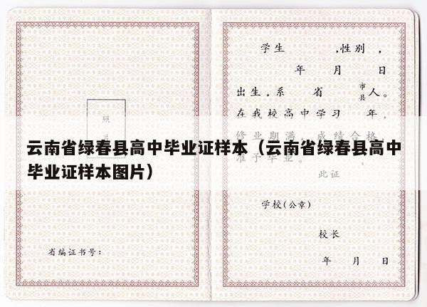 云南省绿春县高中毕业证样本（云南省绿春县高中毕业证样本图片）