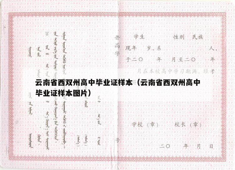 云南省西双州高中毕业证样本（云南省西双州高中毕业证样本图片）