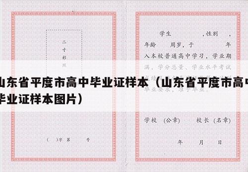 山东省平度市高中毕业证样本（山东省平度市高中毕业证样本图片）