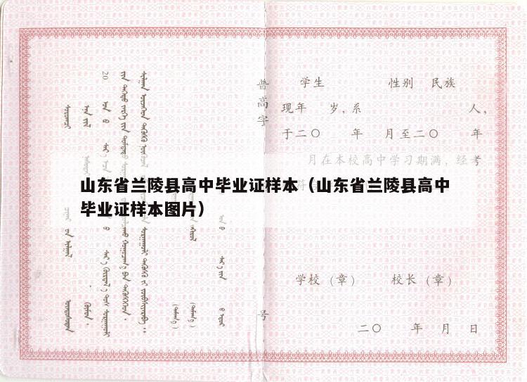 山东省兰陵县高中毕业证样本（山东省兰陵县高中毕业证样本图片）