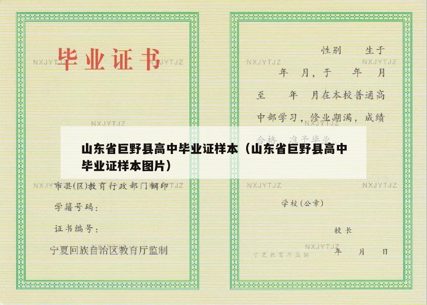 山东省巨野县高中毕业证样本（山东省巨野县高中毕业证样本图片）