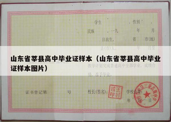 山东省莘县高中毕业证样本（山东省莘县高中毕业证样本图片）
