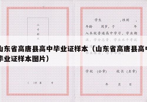 山东省高唐县高中毕业证样本（山东省高唐县高中毕业证样本图片）