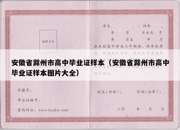 安徽省滁州市高中毕业证样本（安徽省滁州市高中毕业证样本图片大全）