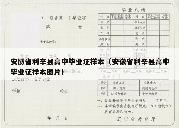 安徽省利辛县高中毕业证样本（安徽省利辛县高中毕业证样本图片）