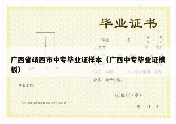 广西省靖西市中专毕业证样本（广西中专毕业证模板）