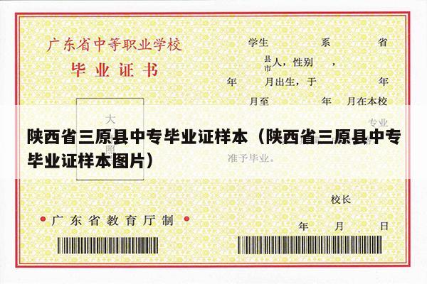 陕西省三原县中专毕业证样本（陕西省三原县中专毕业证样本图片）