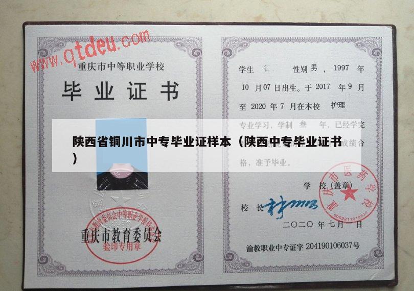 陕西省铜川市中专毕业证样本（陕西中专毕业证书）