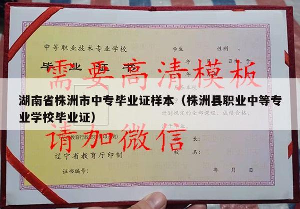 湖南省株洲市中专毕业证样本（株洲县职业中等专业学校毕业证）