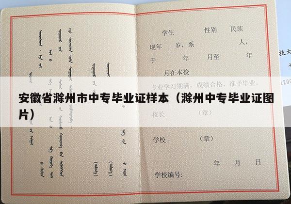 安徽省滁州市中专毕业证样本（滁州中专毕业证图片）