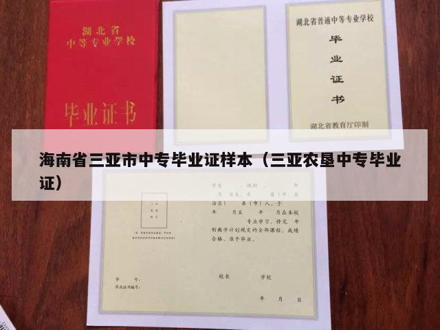 海南省三亚市中专毕业证样本（三亚农垦中专毕业证）