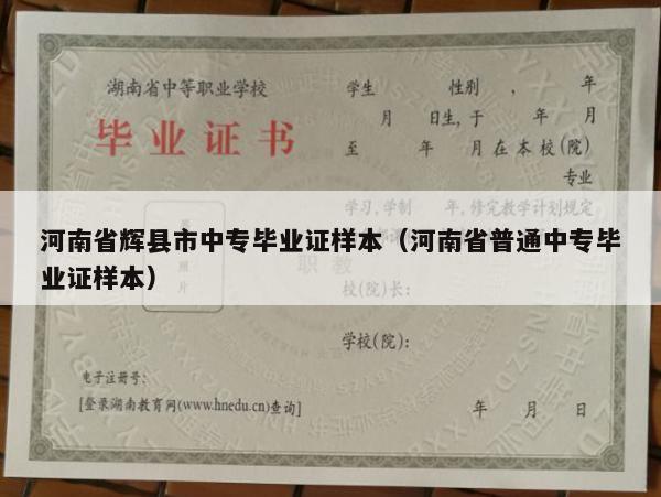 河南省辉县市中专毕业证样本（河南省普通中专毕业证样本）