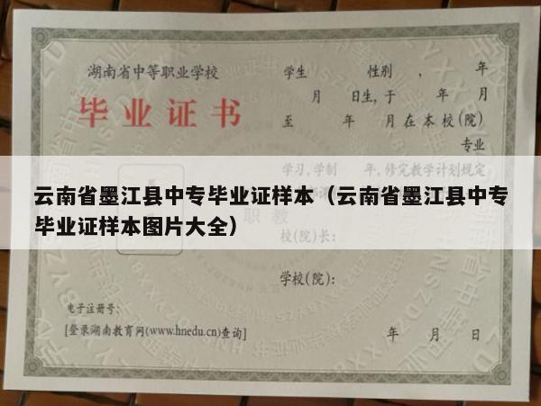 云南省墨江县中专毕业证样本（云南省墨江县中专毕业证样本图片大全）