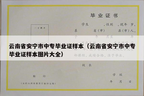 云南省安宁市中专毕业证样本（云南省安宁市中专毕业证样本图片大全）