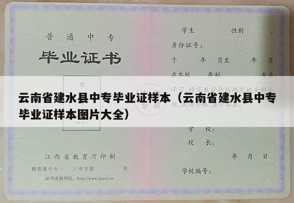 云南省建水县中专毕业证样本（云南省建水县中专毕业证样本图片大全）