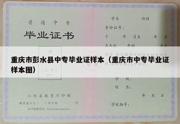 重庆市彭水县中专毕业证样本（重庆市中专毕业证样本图）