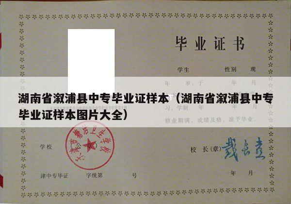 湖南省溆浦县中专毕业证样本（湖南省溆浦县中专毕业证样本图片大全）