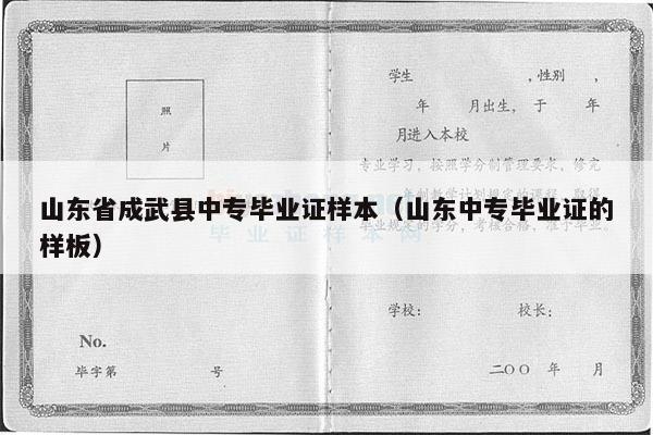 山东省成武县中专毕业证样本（山东中专毕业证的样板）